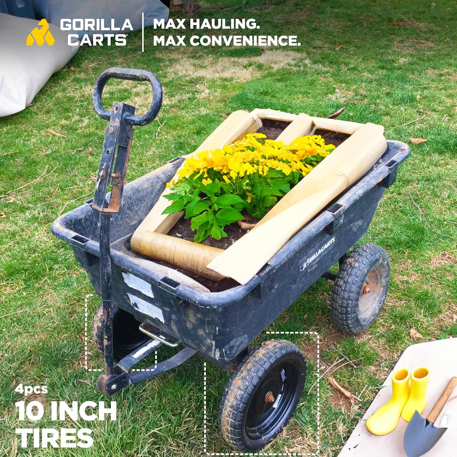 imageGorilla Carts 2Pack 13 Inch NoFlat Replacement Tires 300 lb Capacity Each  Solid Polyurethane 216 Hub 58 Bore  Fits Lawn ampamp Garden Utility Wagon Hand Truck Air Compressor Pressure Washer4Pack