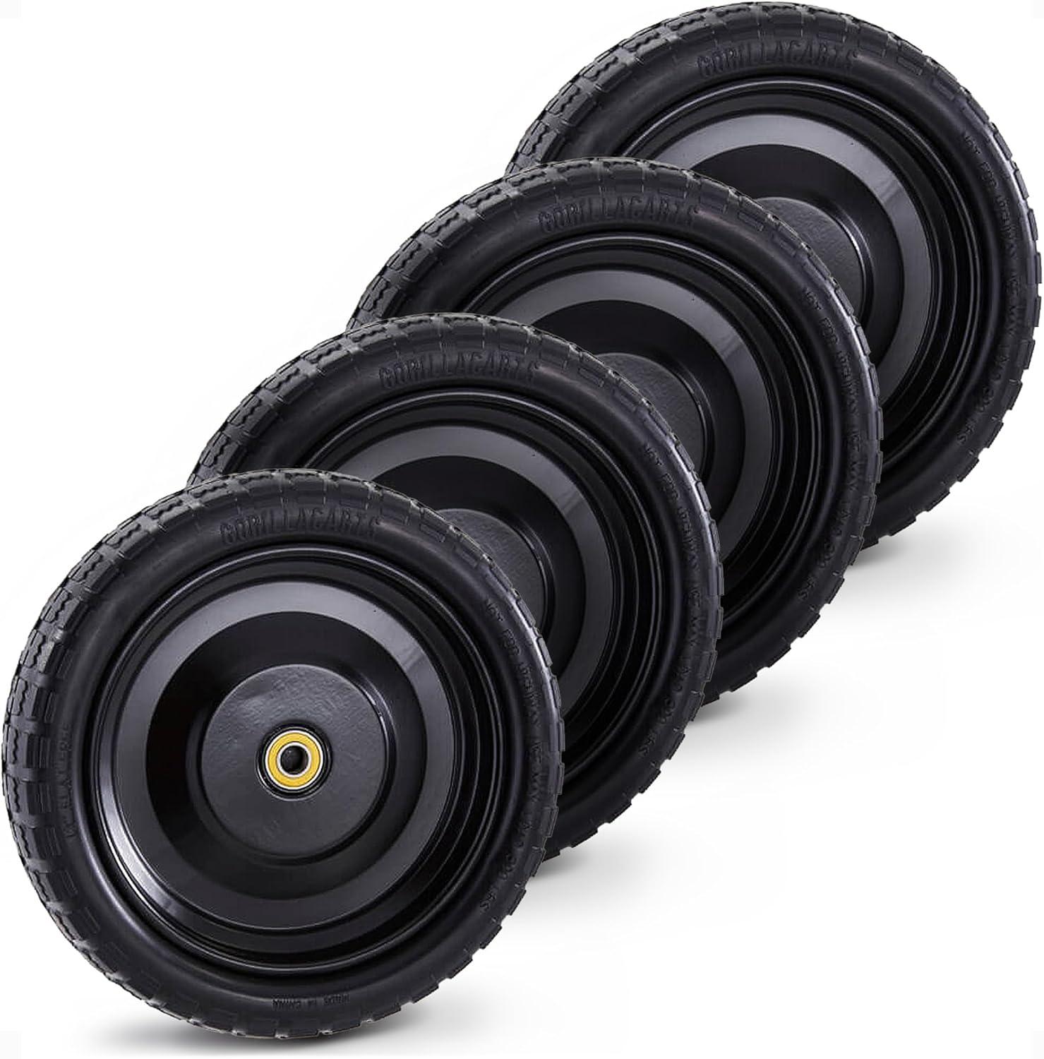 imageGorilla Carts 2Pack 13 Inch NoFlat Replacement Tires 300 lb Capacity Each  Solid Polyurethane 216 Hub 58 Bore  Fits Lawn ampamp Garden Utility Wagon Hand Truck Air Compressor Pressure Washer4Pack