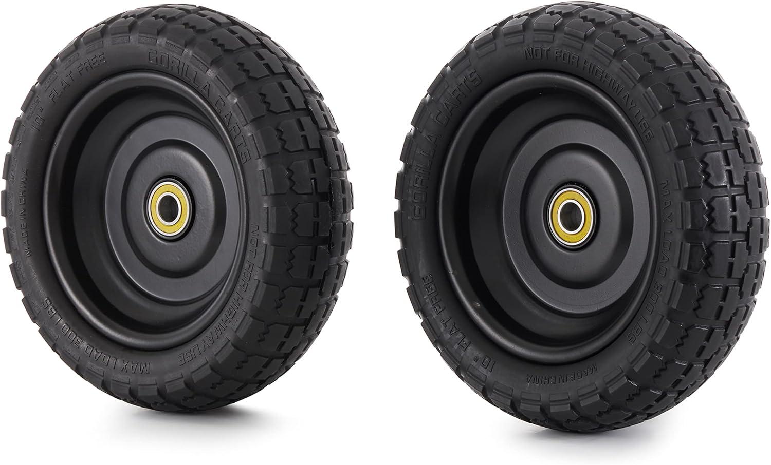 imageGorilla Carts 2Pack 13 Inch NoFlat Replacement Tires 300 lb Capacity Each  Solid Polyurethane 216 Hub 58 Bore  Fits Lawn ampamp Garden Utility Wagon Hand Truck Air Compressor Pressure Washer2Pack