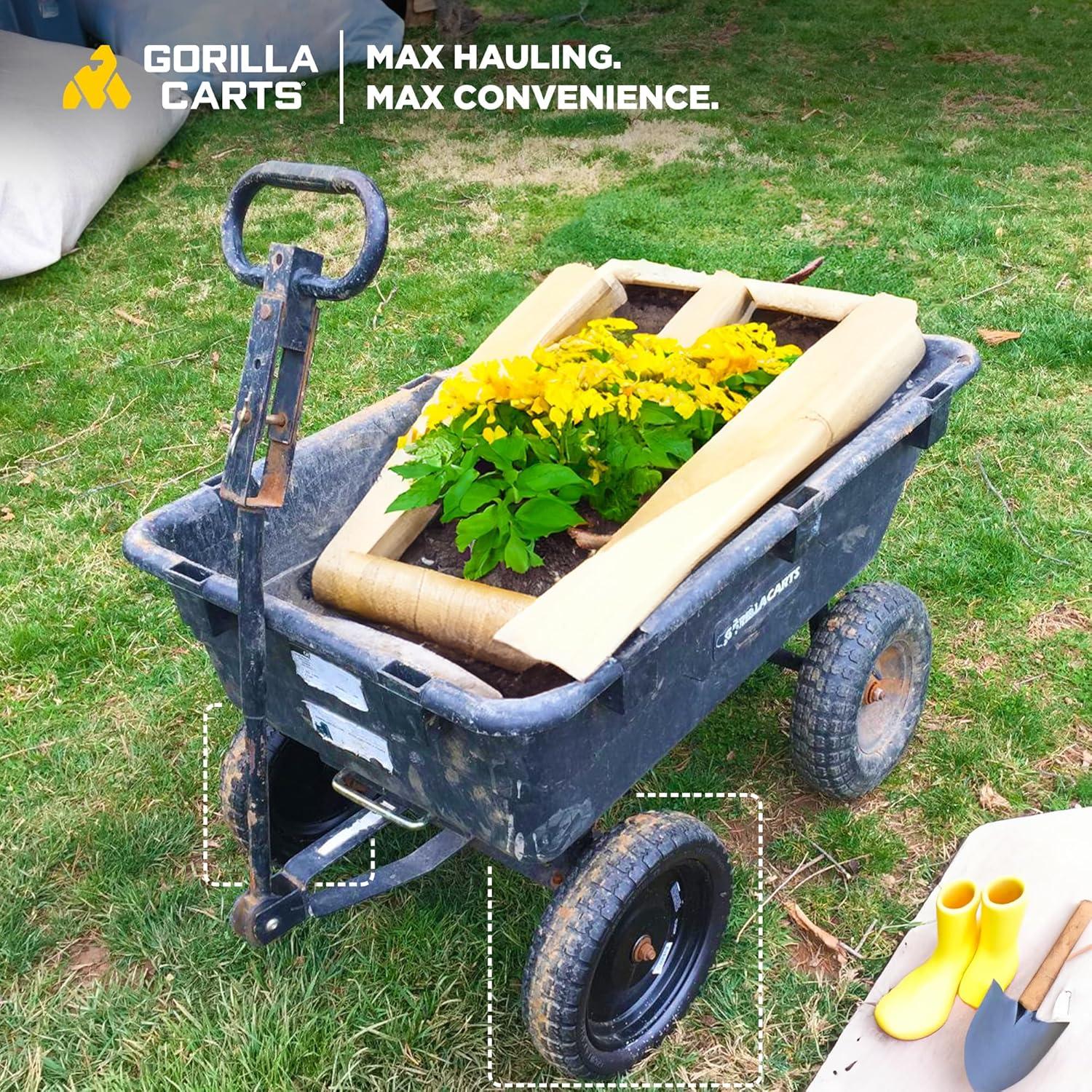 imageGorilla Carts 2Pack 13 Inch NoFlat Replacement Tires 300 lb Capacity Each  Solid Polyurethane 216 Hub 58 Bore  Fits Lawn ampamp Garden Utility Wagon Hand Truck Air Compressor Pressure Washer2Pack