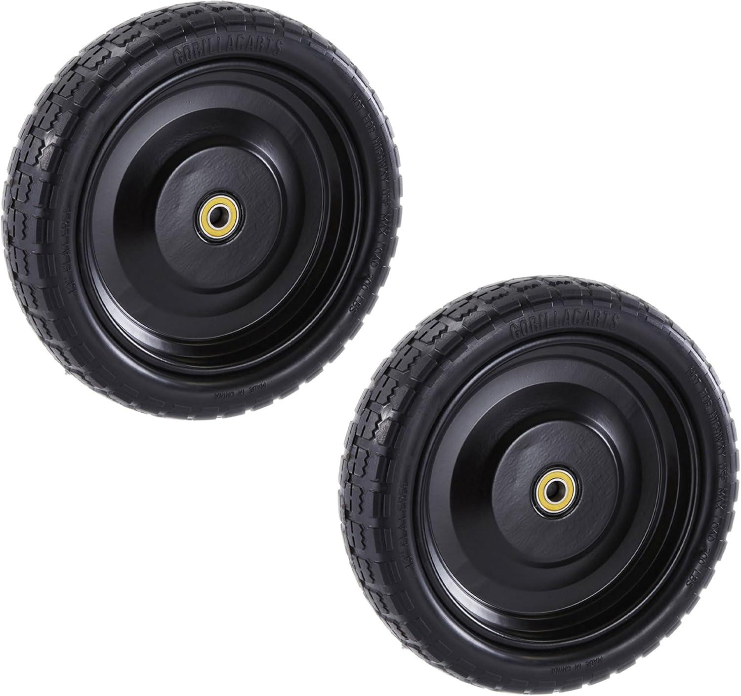 imageGorilla Carts 2Pack 13 Inch NoFlat Replacement Tires 300 lb Capacity Each  Solid Polyurethane 216 Hub 58 Bore  Fits Lawn ampamp Garden Utility Wagon Hand Truck Air Compressor Pressure Washer2Pack