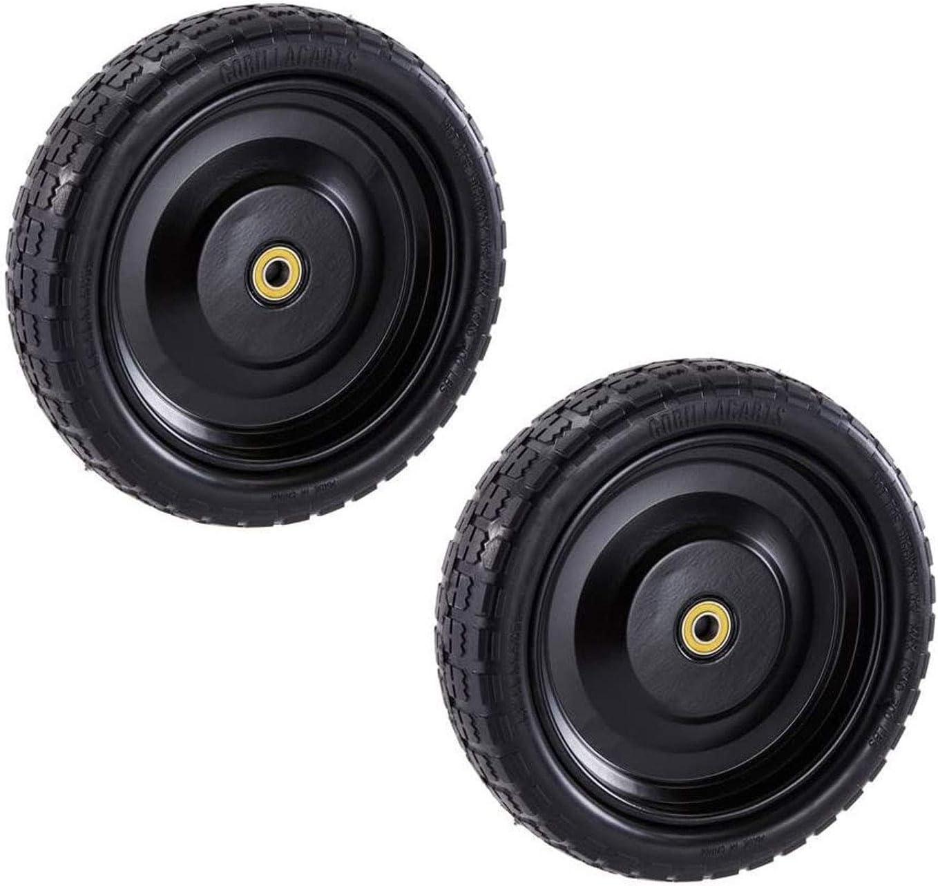 imageGorilla Carts 2Pack 13 Inch NoFlat Replacement Tires 300 lb Capacity Each  Solid Polyurethane 216 Hub 58 Bore  Fits Lawn ampamp Garden Utility Wagon Hand Truck Air Compressor Pressure Washer4Pack