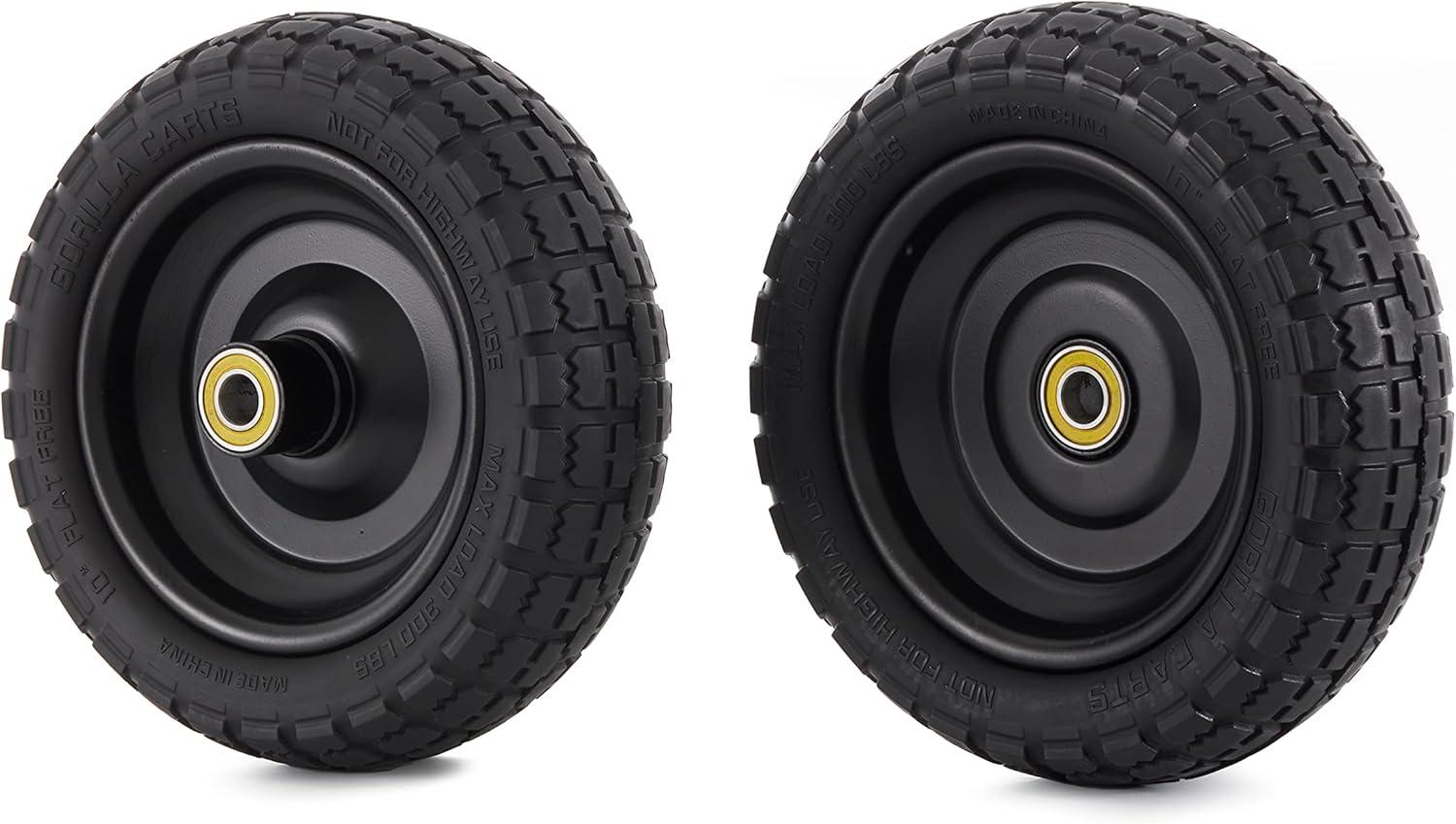 imageGorilla Carts 2Pack 13 Inch NoFlat Replacement Tires 300 lb Capacity Each  Solid Polyurethane 216 Hub 58 Bore  Fits Lawn ampamp Garden Utility Wagon Hand Truck Air Compressor Pressure Washer2Pack
