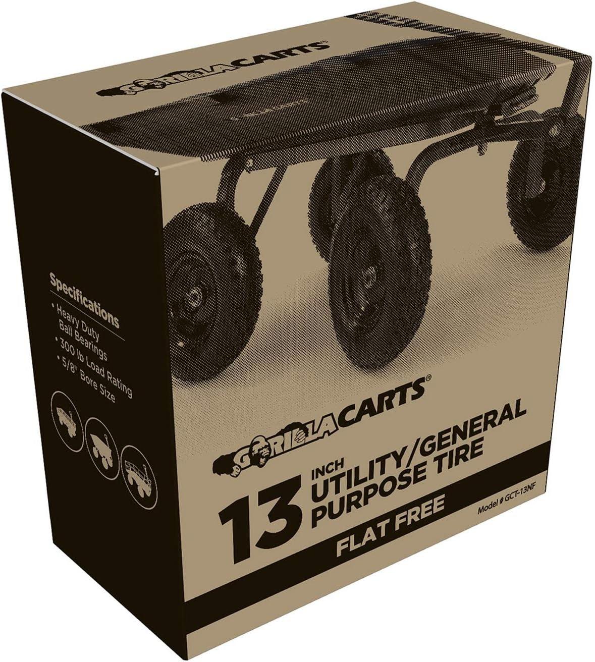imageGorilla Carts 2Pack 13 Inch NoFlat Replacement Tires 300 lb Capacity Each  Solid Polyurethane 216 Hub 58 Bore  Fits Lawn ampamp Garden Utility Wagon Hand Truck Air Compressor Pressure Washer4Pack