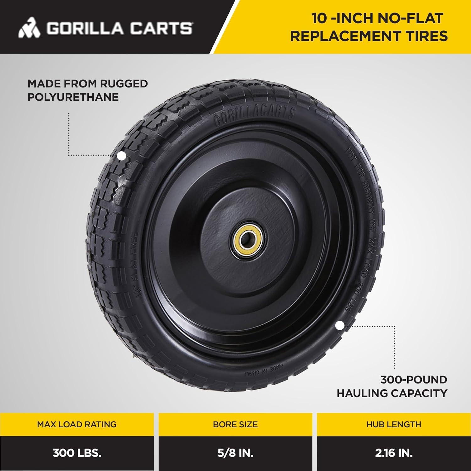 imageGorilla Carts 2Pack 13 Inch NoFlat Replacement Tires 300 lb Capacity Each  Solid Polyurethane 216 Hub 58 Bore  Fits Lawn ampamp Garden Utility Wagon Hand Truck Air Compressor Pressure Washer4Pack