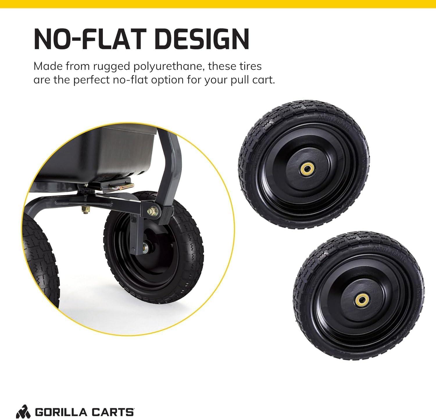 imageGorilla Carts 2Pack 13 Inch NoFlat Replacement Tires 300 lb Capacity Each  Solid Polyurethane 216 Hub 58 Bore  Fits Lawn ampamp Garden Utility Wagon Hand Truck Air Compressor Pressure Washer4Pack