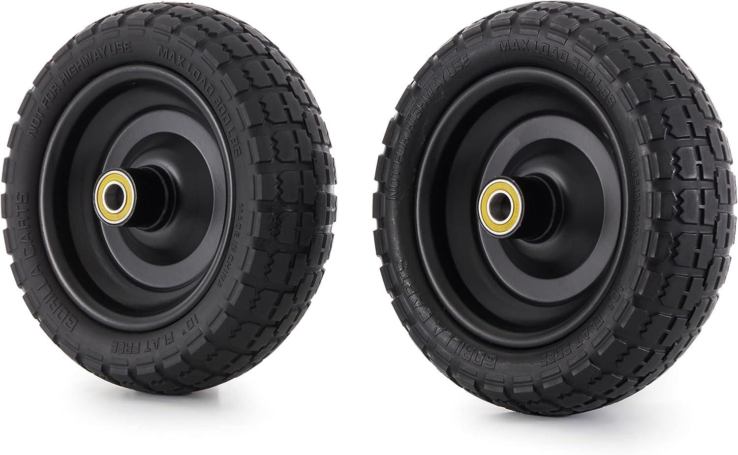 imageGorilla Carts 2Pack 13 Inch NoFlat Replacement Tires 300 lb Capacity Each  Solid Polyurethane 216 Hub 58 Bore  Fits Lawn ampamp Garden Utility Wagon Hand Truck Air Compressor Pressure Washer4Pack