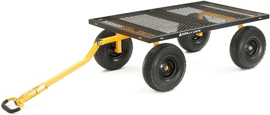imageGorilla Carts GOR1400COM Steel Utility Garden Cart HeavyDuty Convertible 2in1 Handle and Removable Sides 12 cu ft 1400 lb Capacity BlackBlack