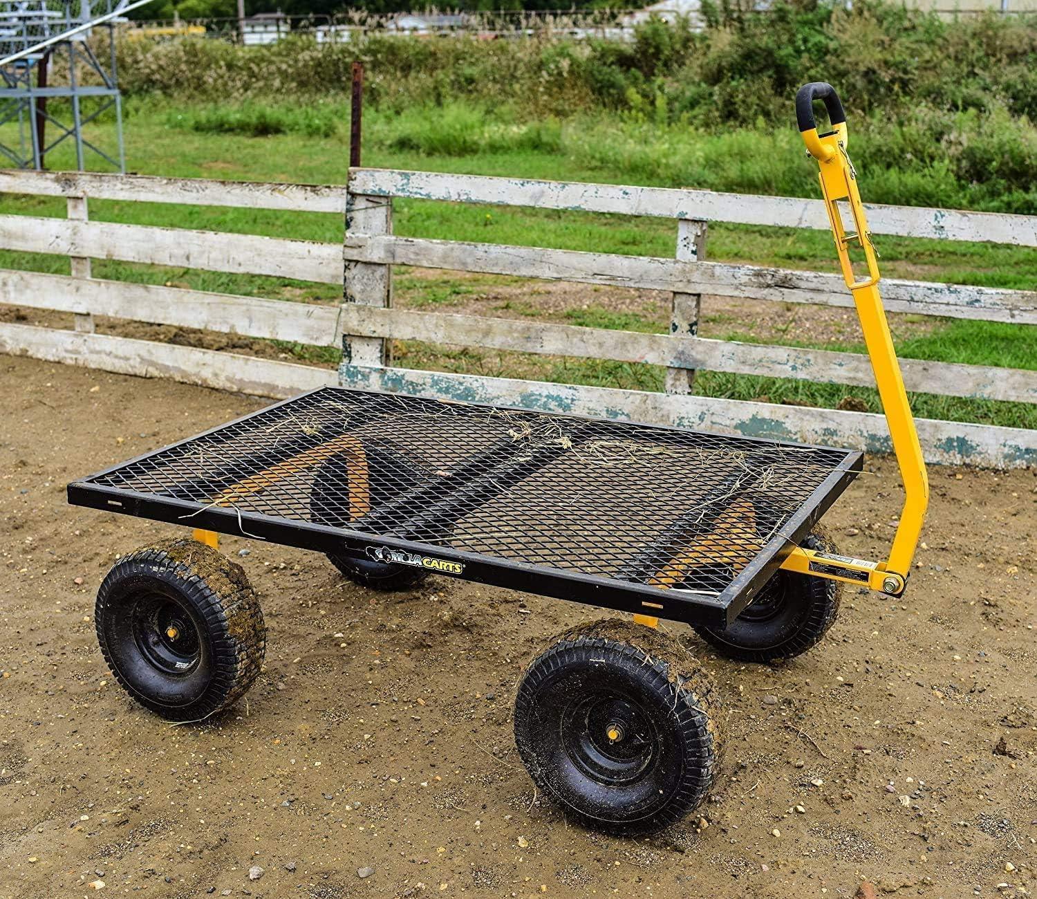 imageGorilla Carts GOR1400COM Steel Utility Garden Cart HeavyDuty Convertible 2in1 Handle and Removable Sides 12 cu ft 1400 lb Capacity BlackBlack