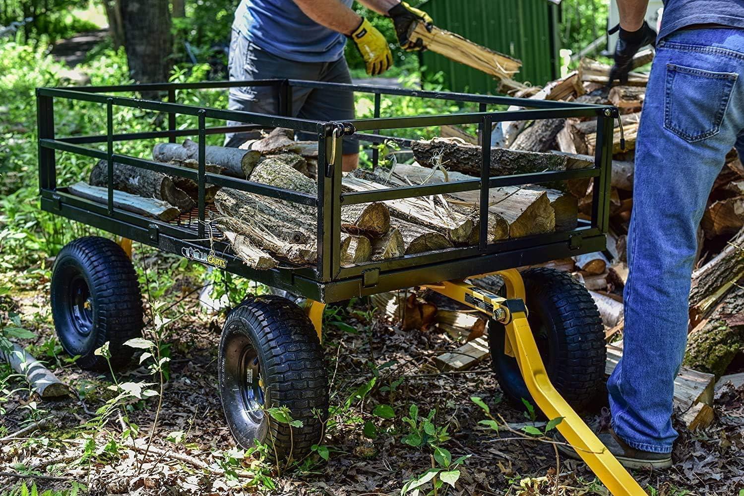 imageGorilla Carts GOR1400COM Steel Utility Garden Cart HeavyDuty Convertible 2in1 Handle and Removable Sides 12 cu ft 1400 lb Capacity BlackBlack