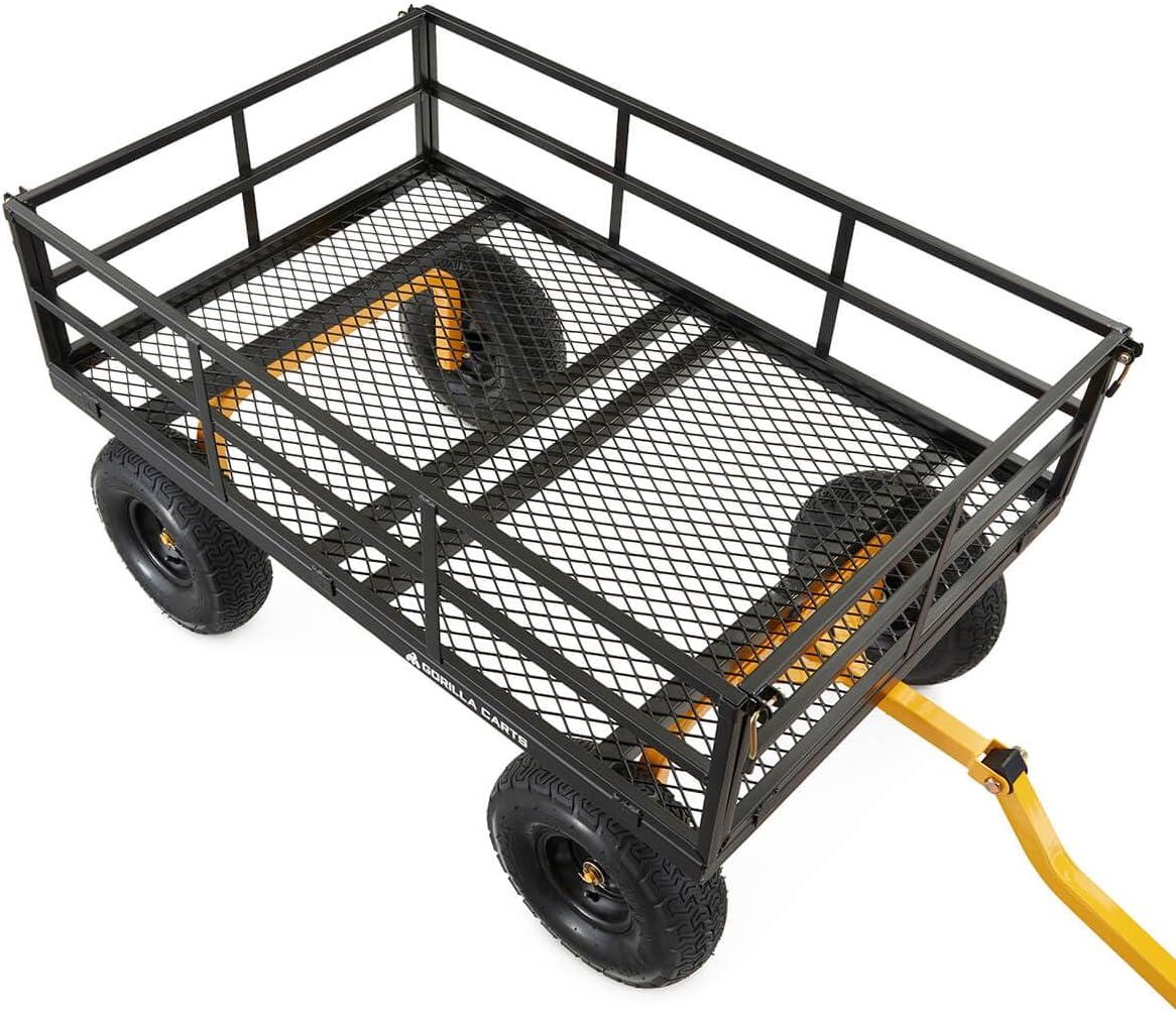 imageGorilla Carts GOR1400COM Steel Utility Garden Cart HeavyDuty Convertible 2in1 Handle and Removable Sides 12 cu ft 1400 lb Capacity BlackBlack
