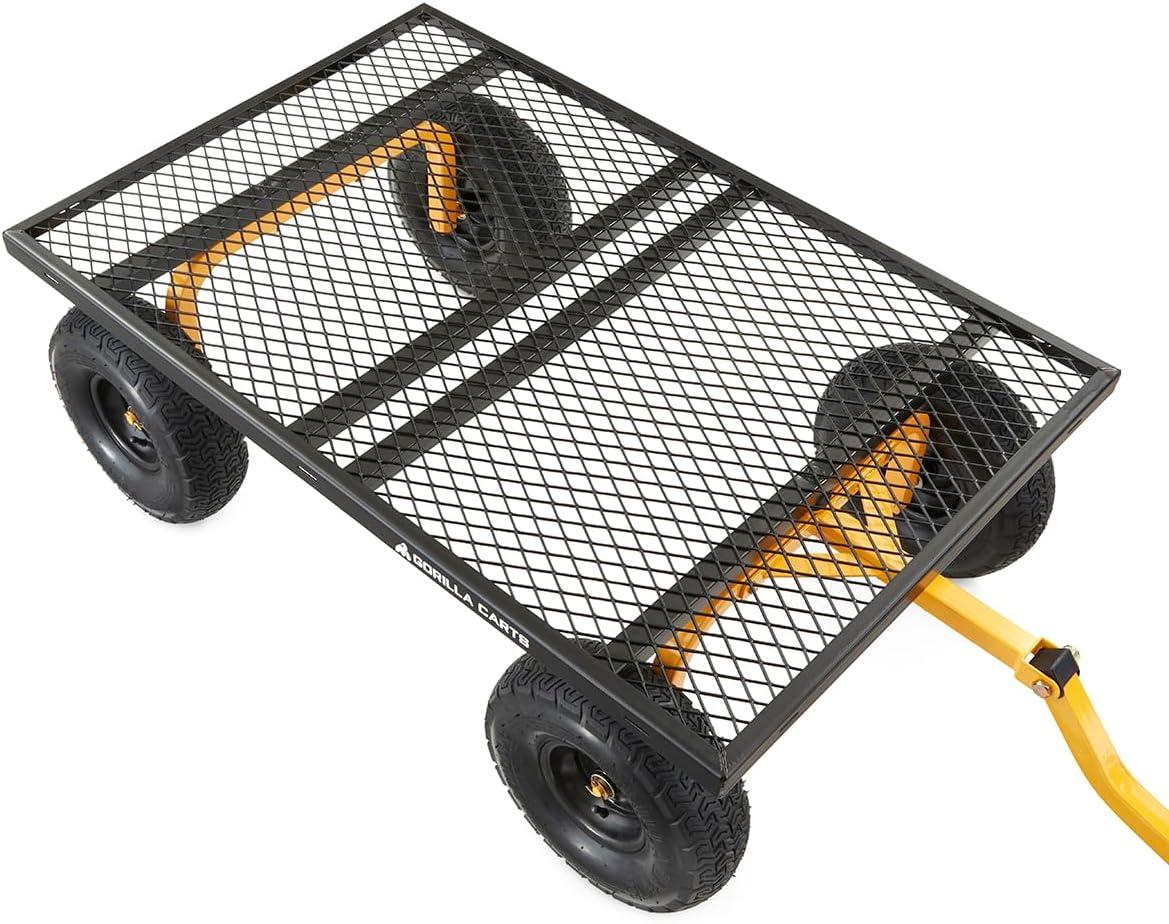 imageGorilla Carts GOR1400COM Steel Utility Garden Cart HeavyDuty Convertible 2in1 Handle and Removable Sides 12 cu ft 1400 lb Capacity BlackBlack