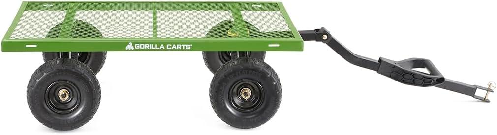imageGorilla Carts GOR1400COM Steel Utility Garden Cart HeavyDuty Convertible 2in1 Handle and Removable Sides 12 cu ft 1400 lb Capacity BlackGreen No Flat Tires