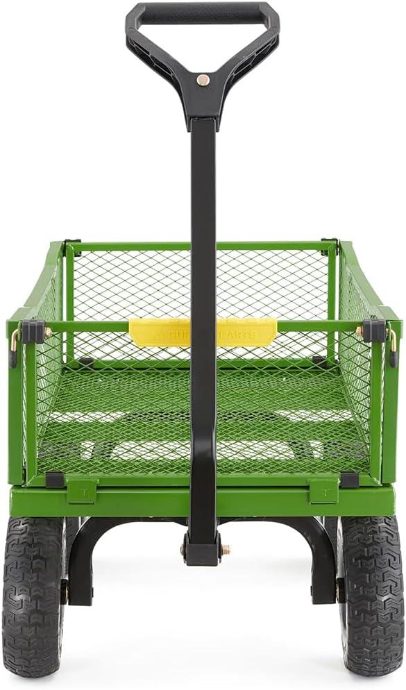imageGorilla Carts GOR1400COM Steel Utility Garden Cart HeavyDuty Convertible 2in1 Handle and Removable Sides 12 cu ft 1400 lb Capacity BlackGreen No Flat Tires
