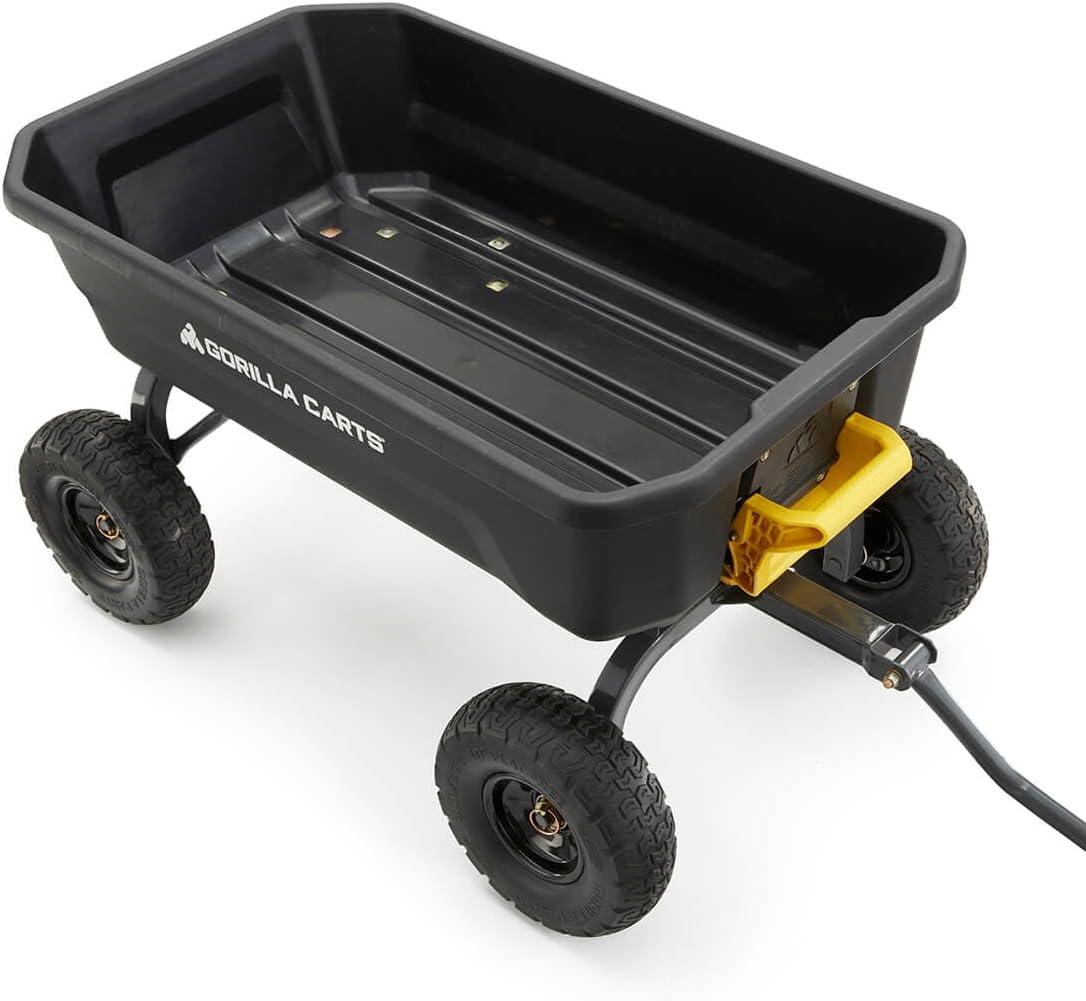 imageGorilla Carts HeavyDuty Dump Cart Patented QuickRelease Dumping Steel Frame 600 lb Capacity NoFlat 10Inch Tires Utility Wagon for Garden Yard Beach4Cubic Feet