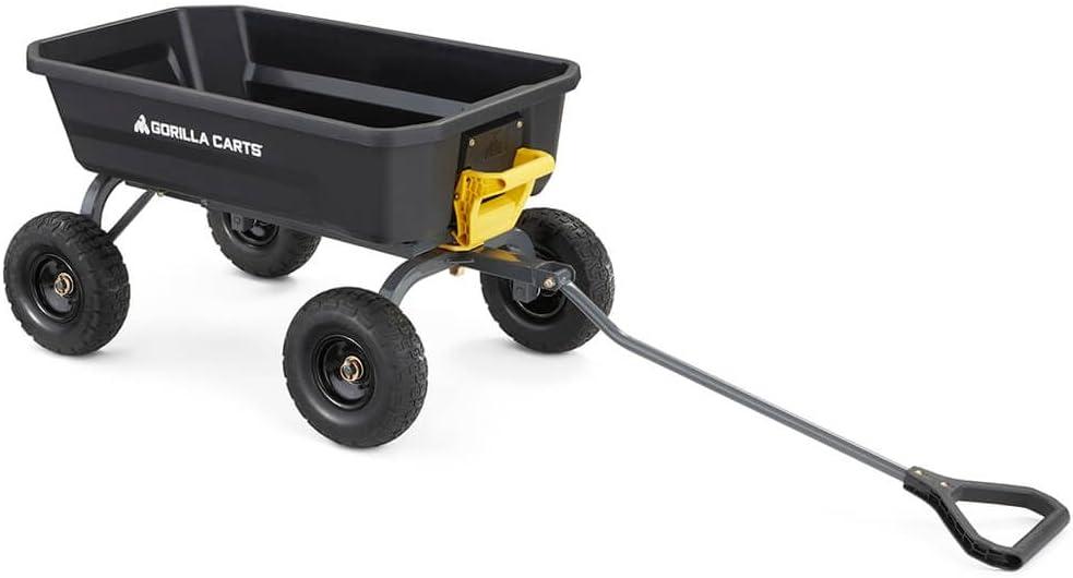 imageGorilla Carts HeavyDuty Dump Cart Patented QuickRelease Dumping Steel Frame 600 lb Capacity NoFlat 10Inch Tires Utility Wagon for Garden Yard Beach4Cubic Feet