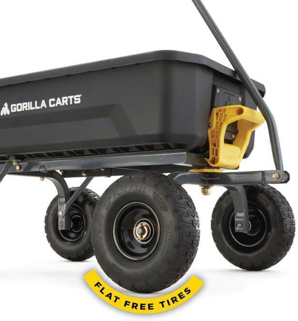 imageGorilla Carts HeavyDuty Dump Cart Patented QuickRelease Dumping Steel Frame 600 lb Capacity NoFlat 10Inch Tires Utility Wagon for Garden Yard Beach4Cubic Feet
