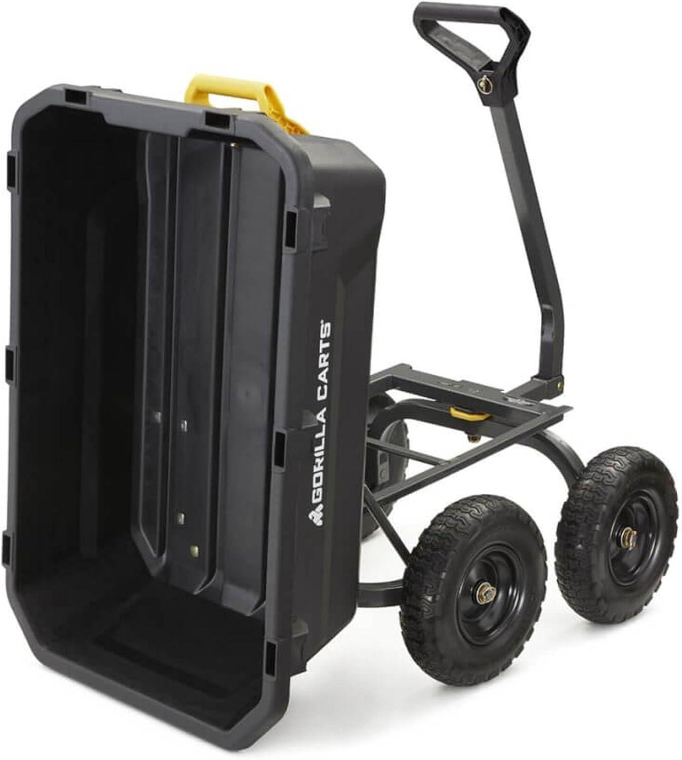 imageGorilla Carts HeavyDuty Dump Cart Patented QuickRelease Dumping Steel Frame 600 lb Capacity NoFlat 10Inch Tires Utility Wagon for Garden Yard Beach7Cubic Feet