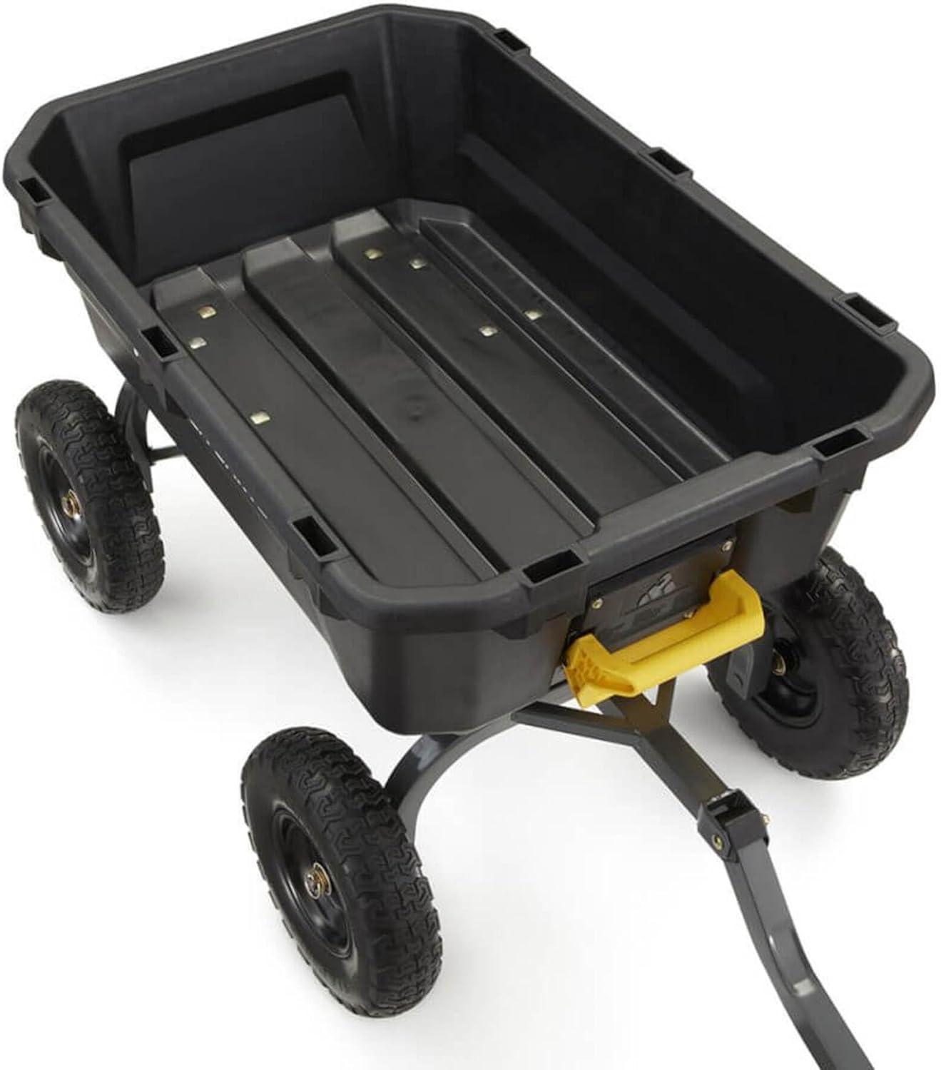 imageGorilla Carts HeavyDuty Dump Cart Patented QuickRelease Dumping Steel Frame 600 lb Capacity NoFlat 10Inch Tires Utility Wagon for Garden Yard Beach7Cubic Feet