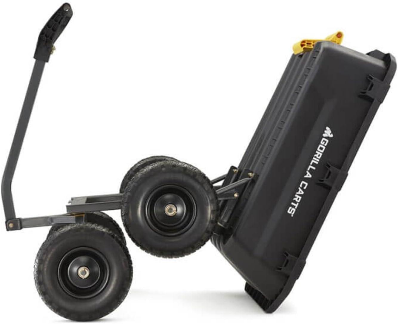 imageGorilla Carts HeavyDuty Dump Cart Patented QuickRelease Dumping Steel Frame 600 lb Capacity NoFlat 10Inch Tires Utility Wagon for Garden Yard Beach7Cubic Feet