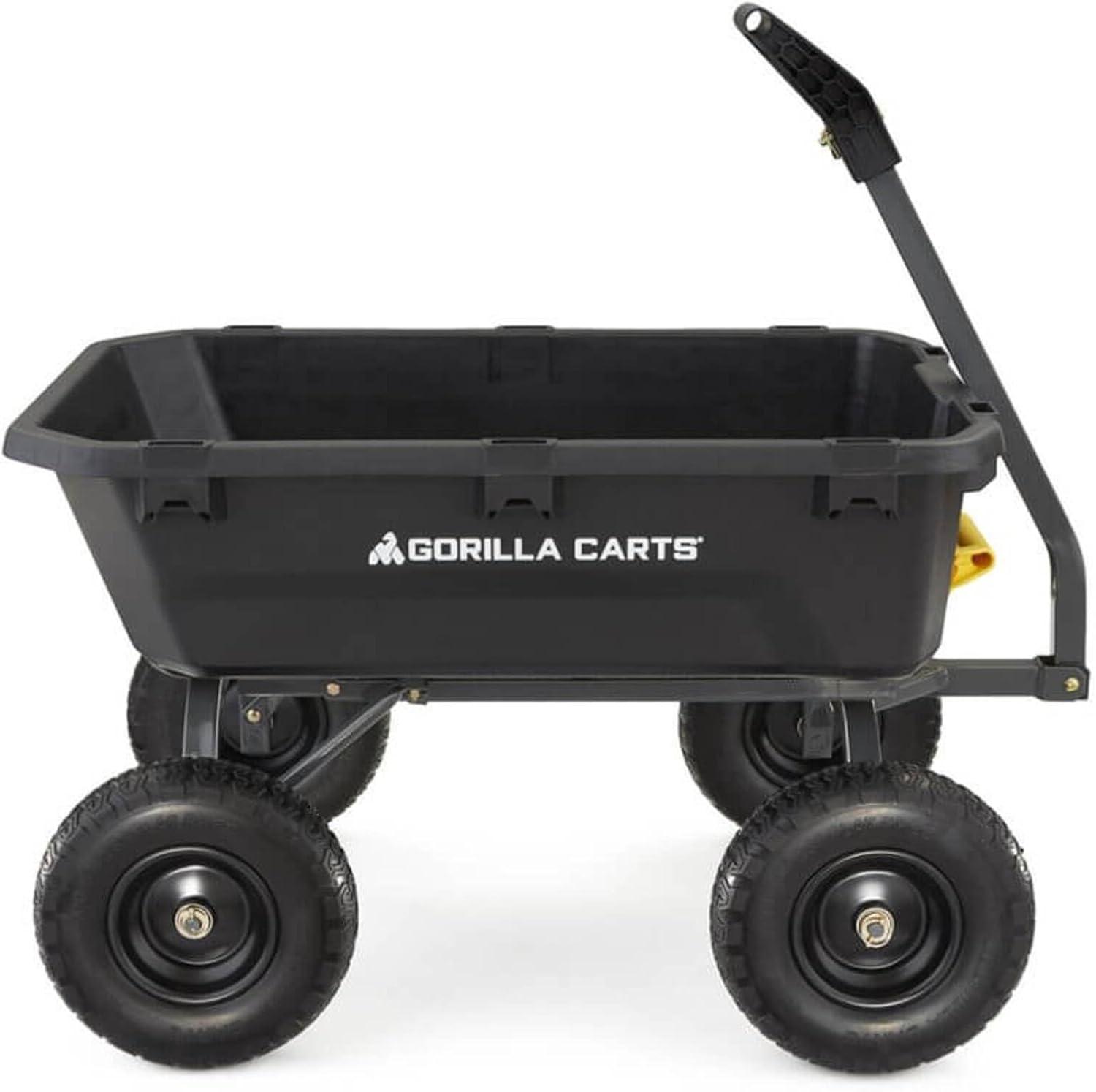 imageGorilla Carts HeavyDuty Dump Cart Patented QuickRelease Dumping Steel Frame 600 lb Capacity NoFlat 10Inch Tires Utility Wagon for Garden Yard Beach7Cubic Feet