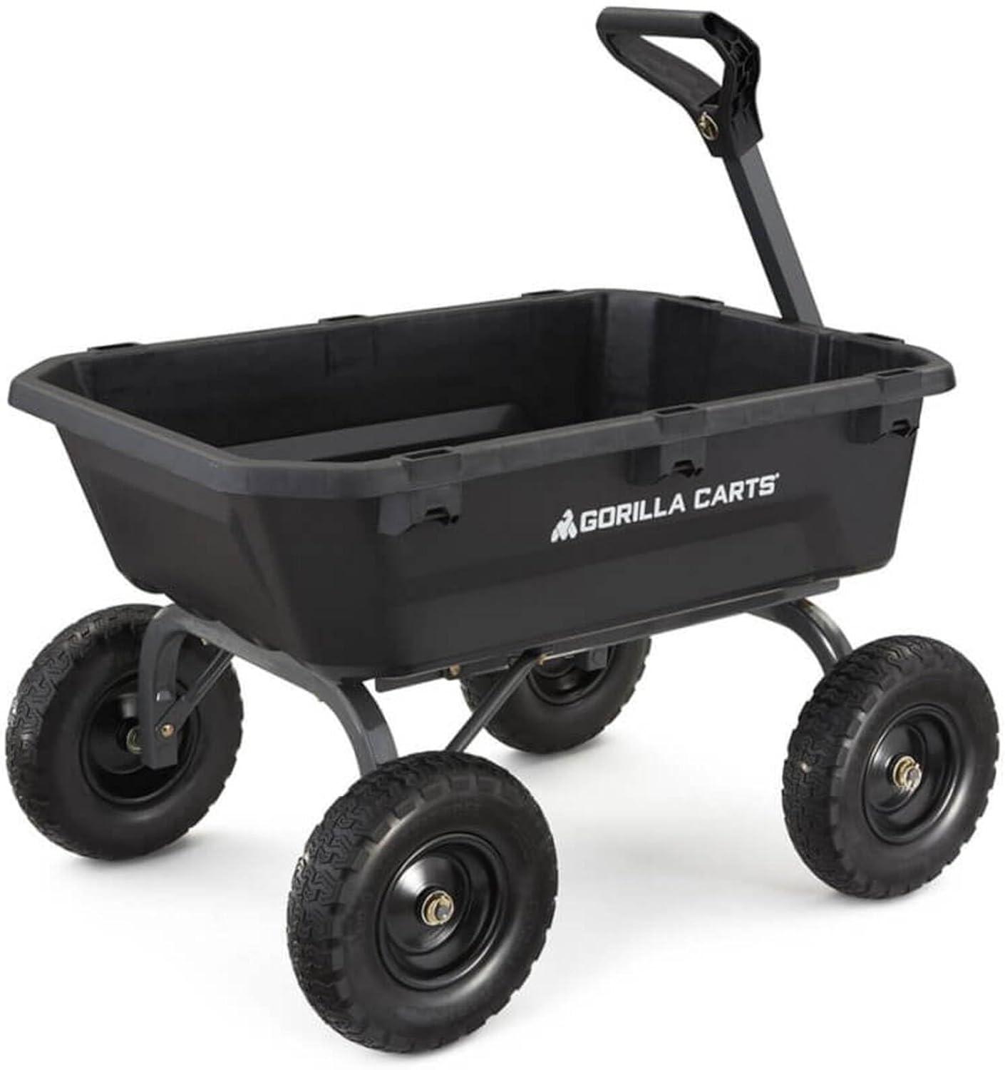 imageGorilla Carts HeavyDuty Dump Cart Patented QuickRelease Dumping Steel Frame 600 lb Capacity NoFlat 10Inch Tires Utility Wagon for Garden Yard Beach7Cubic Feet