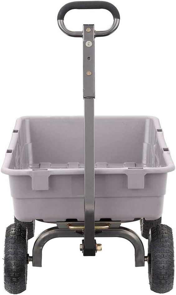 imageGorilla Carts Poly Garden Dump Cart 4 Cu Ft Tub 600 lb Haul Capacity Green  HeavyDuty Utility Wagon with QuickRelease Dumping ampamp Pneumatic Tires for Yard Landscaping and Gardening5Cubic Feet