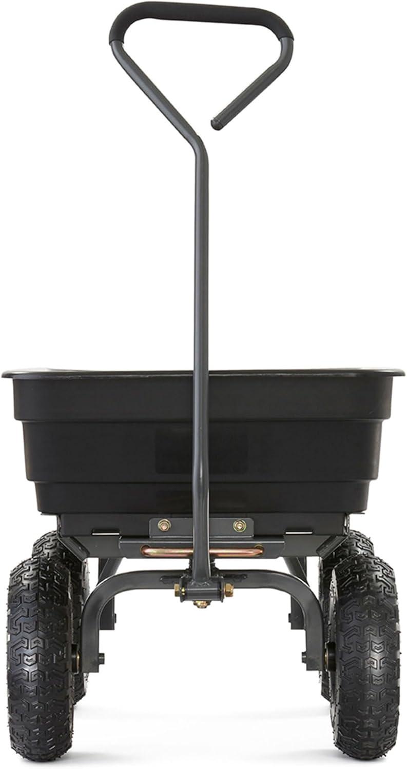 imageGorilla Carts Poly Garden Dump Cart 4 Cu Ft Tub 600 lb Haul Capacity Green  HeavyDuty Utility Wagon with QuickRelease Dumping ampamp Pneumatic Tires for Yard Landscaping and Gardening4Cubic Feet