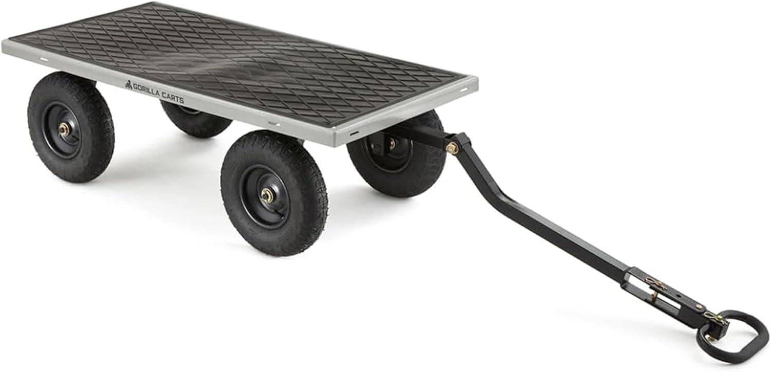 imageGorilla Carts Steel Utility Cart 9 Cu Ft Bed 1200 lb Load Capacity Black  Towable HeavyDuty Outdoor Hauling Wagon with Removable Side Panels for Yard Lawn Garden or LandscapingGray