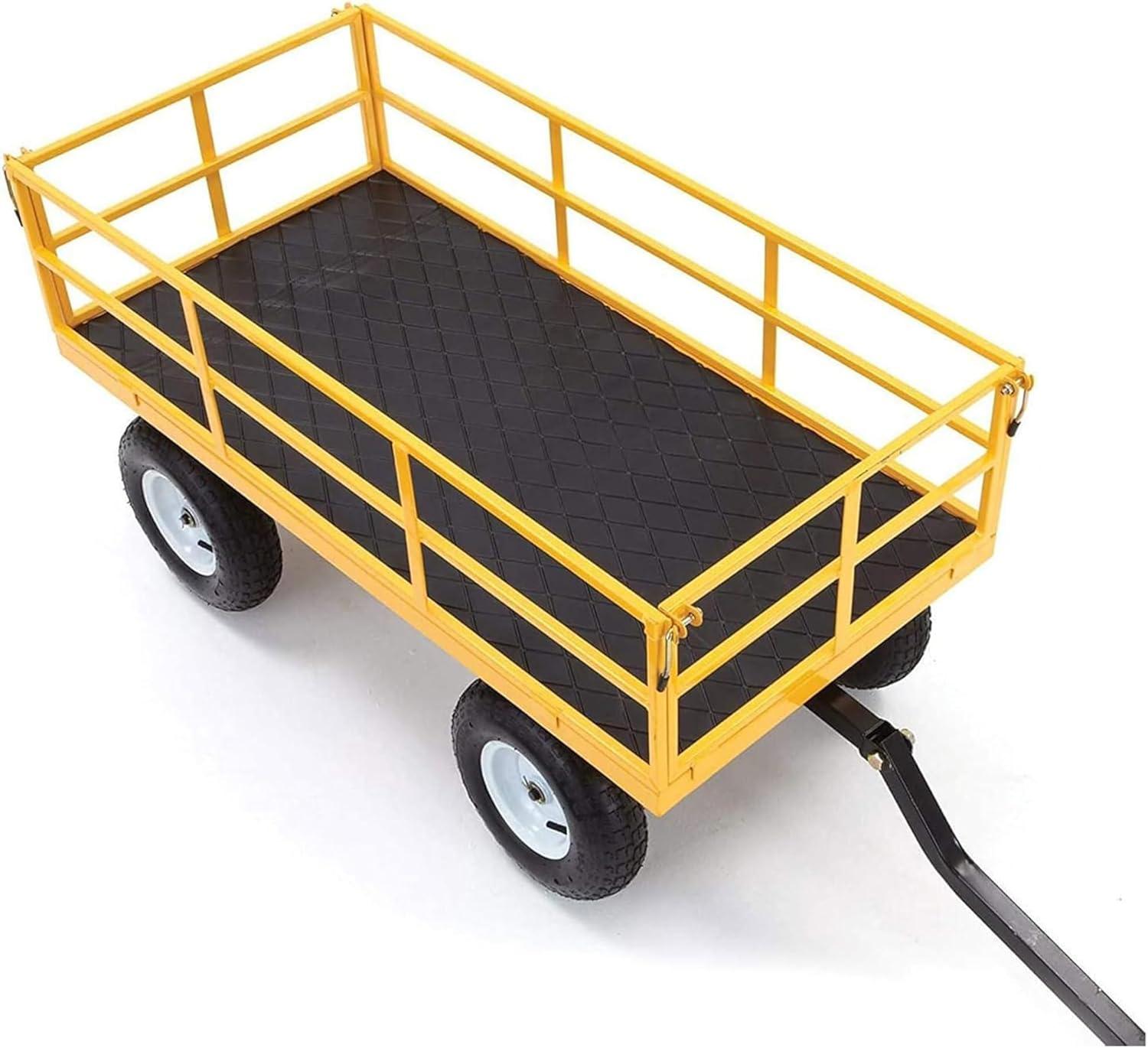 imageGorilla Carts Steel Utility Cart 9 Cu Ft Bed 1200 lb Load Capacity Black  Towable HeavyDuty Outdoor Hauling Wagon with Removable Side Panels for Yard Lawn Garden or LandscapingYellow