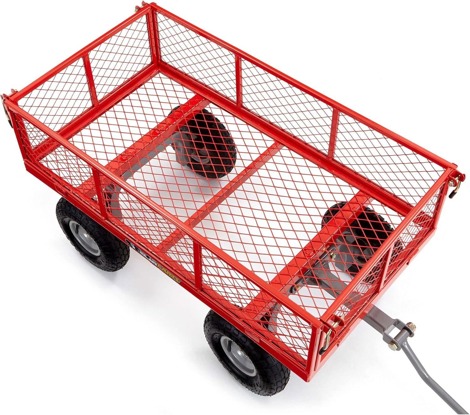 imageGorilla Carts Steel Utility Cart 9 Cu Ft Bed 1200 lb Load Capacity Black  Towable HeavyDuty Outdoor Hauling Wagon with Removable Side Panels for Yard Lawn Garden or LandscapingRed