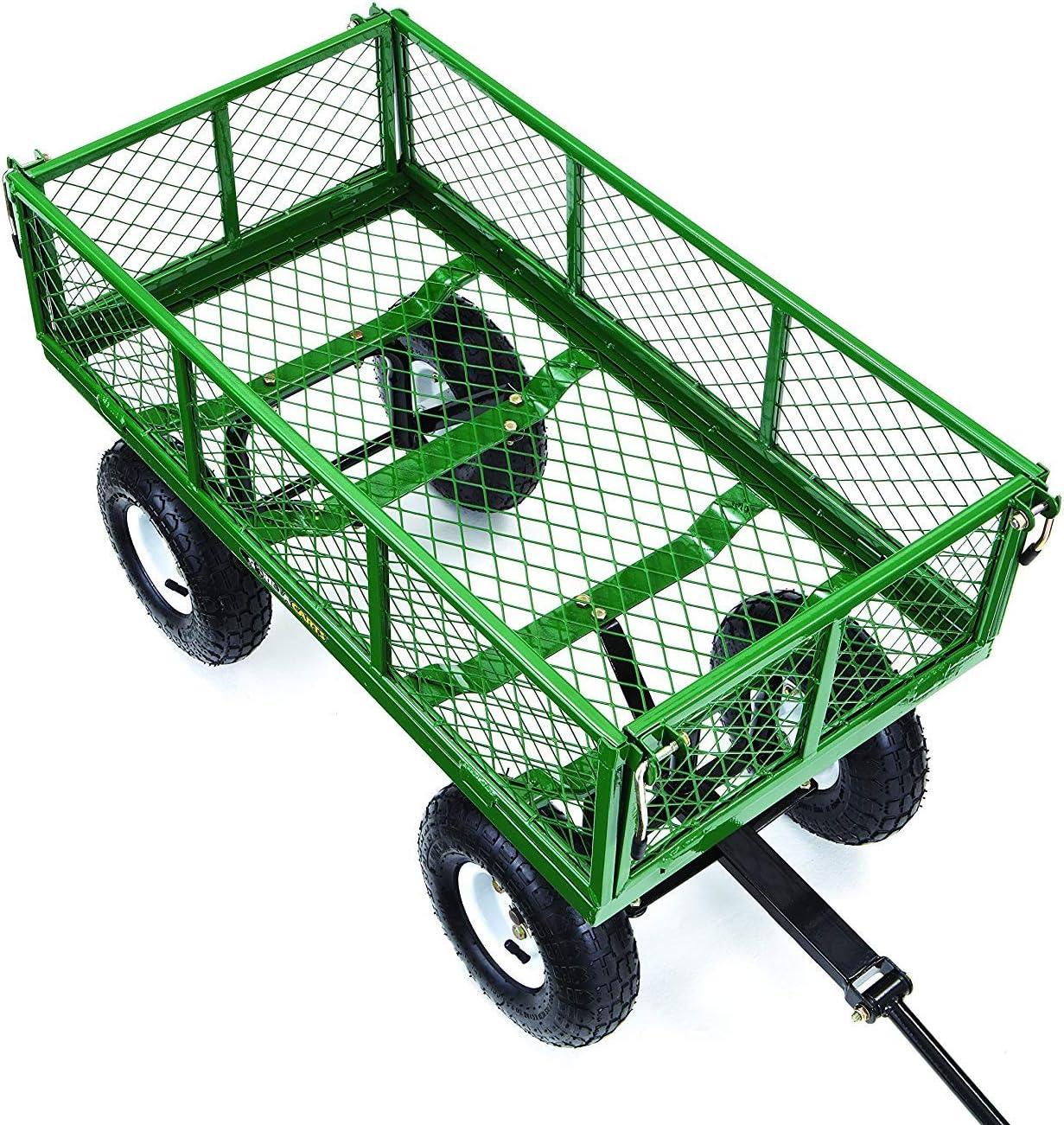imageGorilla Carts Steel Utility Cart 9 Cu Ft Bed 1200 lb Load Capacity Black  Towable HeavyDuty Outdoor Hauling Wagon with Removable Side Panels for Yard Lawn Garden or LandscapingGreen