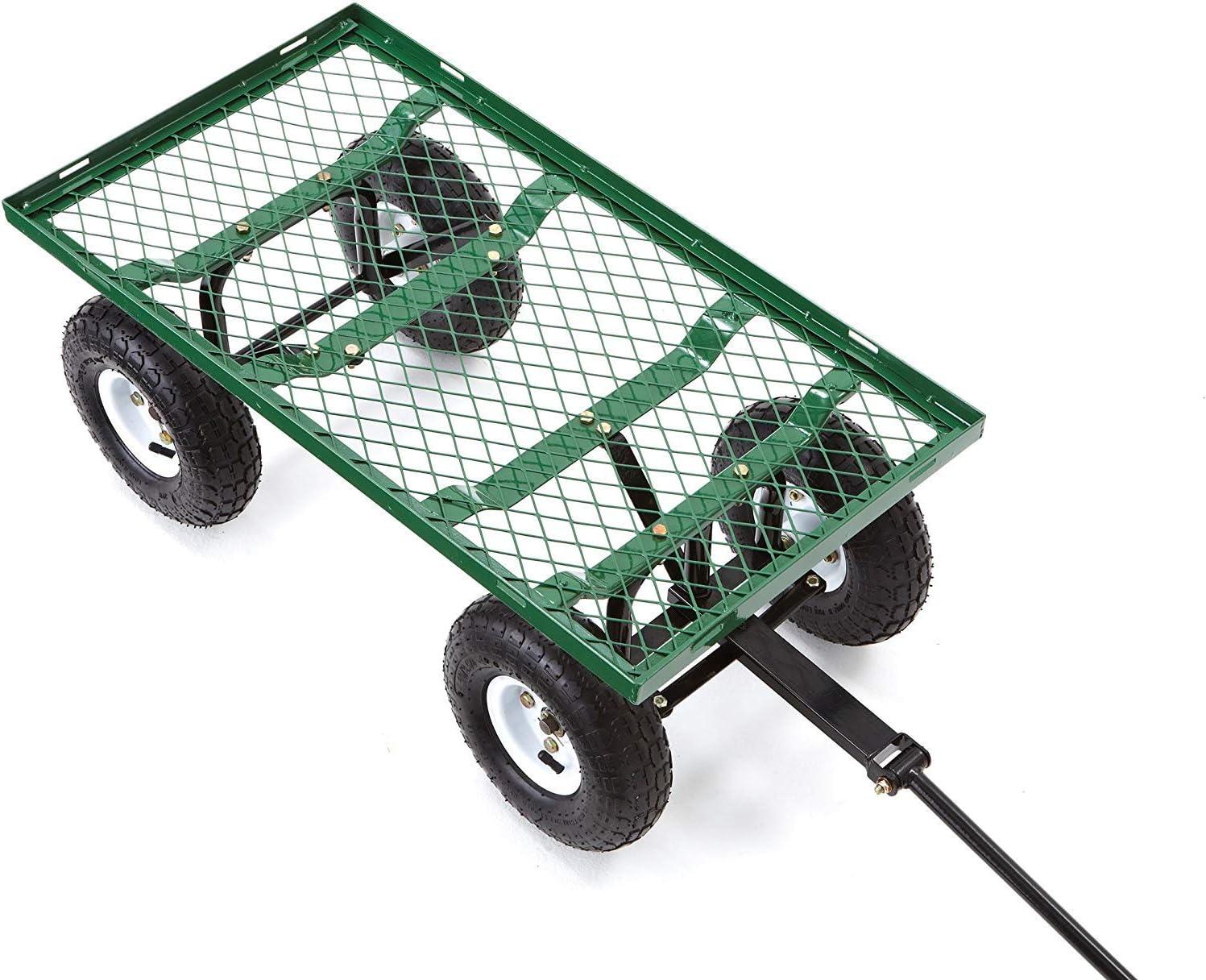 imageGorilla Carts Steel Utility Cart 9 Cu Ft Bed 1200 lb Load Capacity Black  Towable HeavyDuty Outdoor Hauling Wagon with Removable Side Panels for Yard Lawn Garden or LandscapingGreen