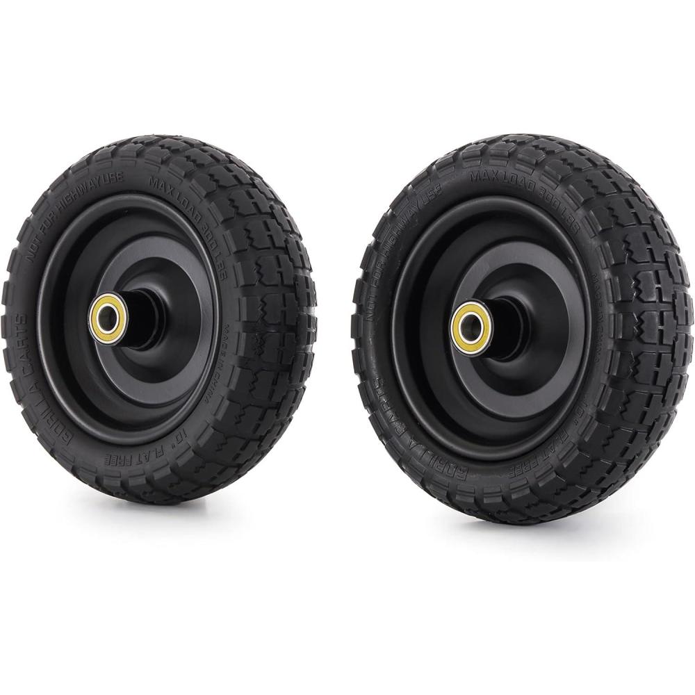 imageGorilla Carts 2Pack 13 Inch NoFlat Replacement Tires 300 lb Capacity Each  Solid Polyurethane 216 Hub 58 Bore  Fits Lawn ampamp Garden Utility Wagon Hand Truck Air Compressor Pressure Washer2Pack