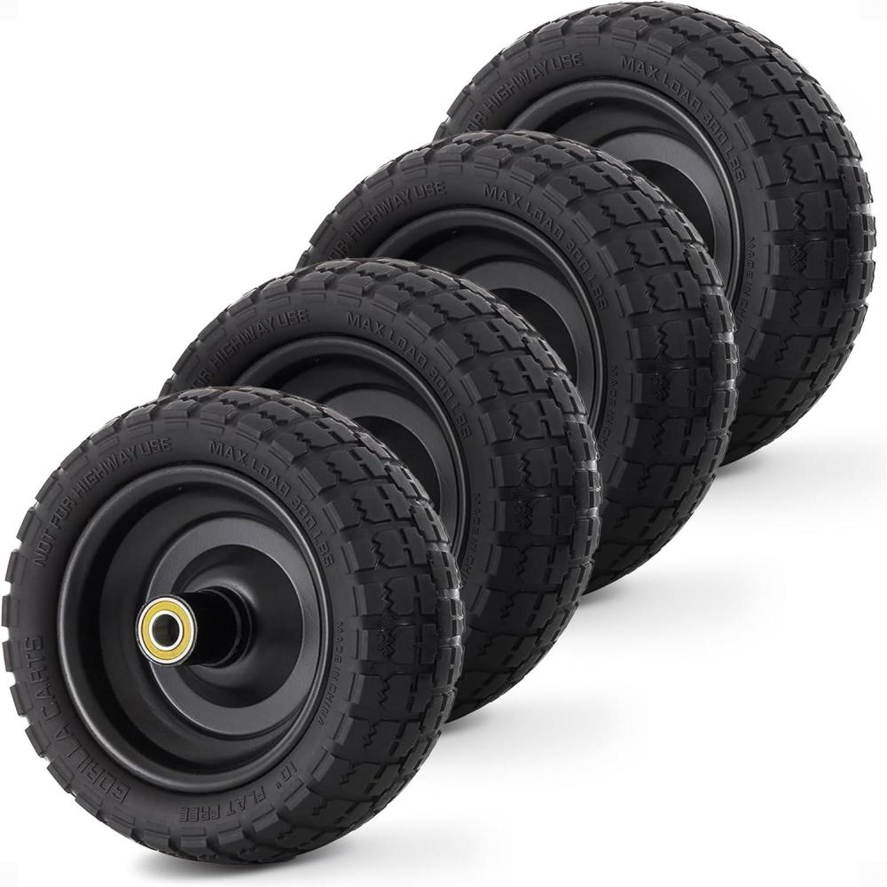 imageGorilla Carts 2Pack 13 Inch NoFlat Replacement Tires 300 lb Capacity Each  Solid Polyurethane 216 Hub 58 Bore  Fits Lawn ampamp Garden Utility Wagon Hand Truck Air Compressor Pressure Washer4Pack