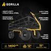 imageGorilla Carts GOR1400COM Steel Utility Garden Cart HeavyDuty Convertible 2in1 Handle and Removable Sides 12 cu ft 1400 lb Capacity BlackBlack