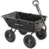imageGorilla Carts Poly Garden Dump Cart 4 Cu Ft Tub 600 lb Haul Capacity Green  HeavyDuty Utility Wagon with QuickRelease Dumping ampamp Pneumatic Tires for Yard Landscaping and Gardening6Cubic Feet