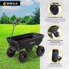 imageGorilla Carts Poly Garden Dump Cart 4 Cu Ft Tub 600 lb Haul Capacity Green  HeavyDuty Utility Wagon with QuickRelease Dumping ampamp Pneumatic Tires for Yard Landscaping and Gardening4Cubic Feet