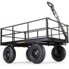 imageGorilla Carts Steel Utility Cart 9 Cu Ft Bed 1200 lb Load Capacity Black  Towable HeavyDuty Outdoor Hauling Wagon with Removable Side Panels for Yard Lawn Garden or LandscapingBlack