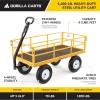 imageGorilla Carts Steel Utility Cart 9 Cu Ft Bed 1200 lb Load Capacity Black  Towable HeavyDuty Outdoor Hauling Wagon with Removable Side Panels for Yard Lawn Garden or LandscapingYellow