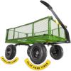 imageGorilla Carts GOR1400COM Steel Utility Garden Cart HeavyDuty Convertible 2in1 Handle and Removable Sides 12 cu ft 1400 lb Capacity BlackGreen No Flat Tires