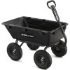 imageGorilla Carts Poly Garden Dump Cart 4 Cu Ft Tub 600 lb Haul Capacity Green  HeavyDuty Utility Wagon with QuickRelease Dumping ampamp Pneumatic Tires for Yard Landscaping and Gardening6Cubic Feet
