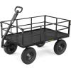 imageGorilla Carts Steel Utility Cart 9 Cu Ft Bed 1200 lb Load Capacity Black  Towable HeavyDuty Outdoor Hauling Wagon with Removable Side Panels for Yard Lawn Garden or LandscapingBlack