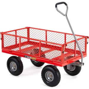 imageGorilla Carts Steel Utility Cart 9 Cu Ft Bed 1200 lb Load Capacity Black  Towable HeavyDuty Outdoor Hauling Wagon with Removable Side Panels for Yard Lawn Garden or LandscapingRed