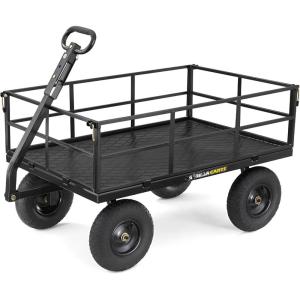 imageGorilla Carts Steel Utility Cart 9 Cu Ft Bed 1200 lb Load Capacity Black  Towable HeavyDuty Outdoor Hauling Wagon with Removable Side Panels for Yard Lawn Garden or LandscapingBlack