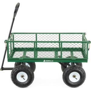 imageGorilla Carts Steel Utility Cart 9 Cu Ft Bed 1200 lb Load Capacity Black  Towable HeavyDuty Outdoor Hauling Wagon with Removable Side Panels for Yard Lawn Garden or LandscapingGreen