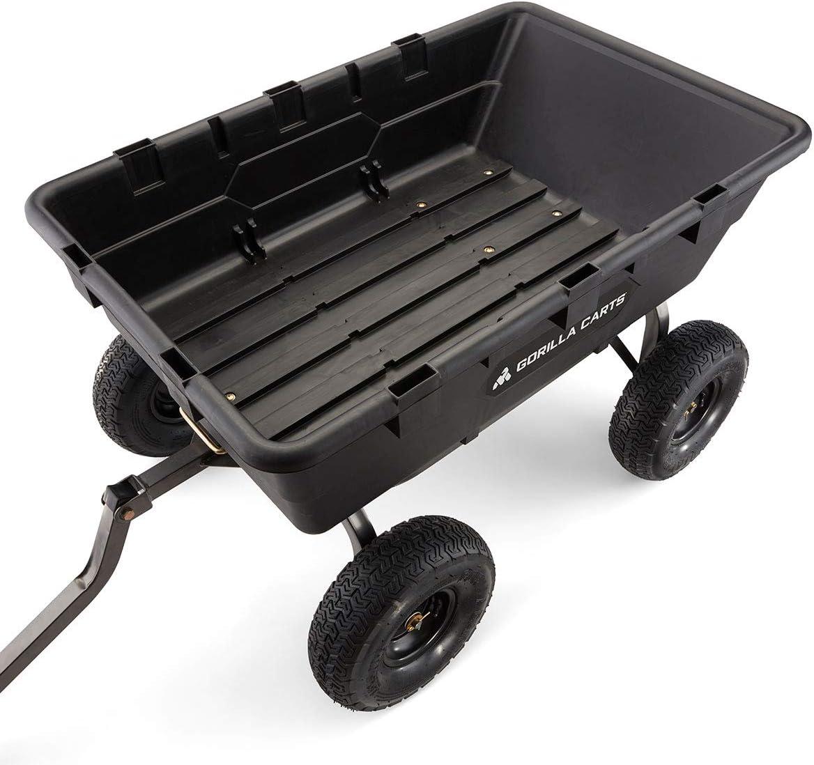 imageGorilla Carts Heavy Duty Poly Yard Dump Garden Utility Cart Black10 Cubic Foot1500 Lbs Black