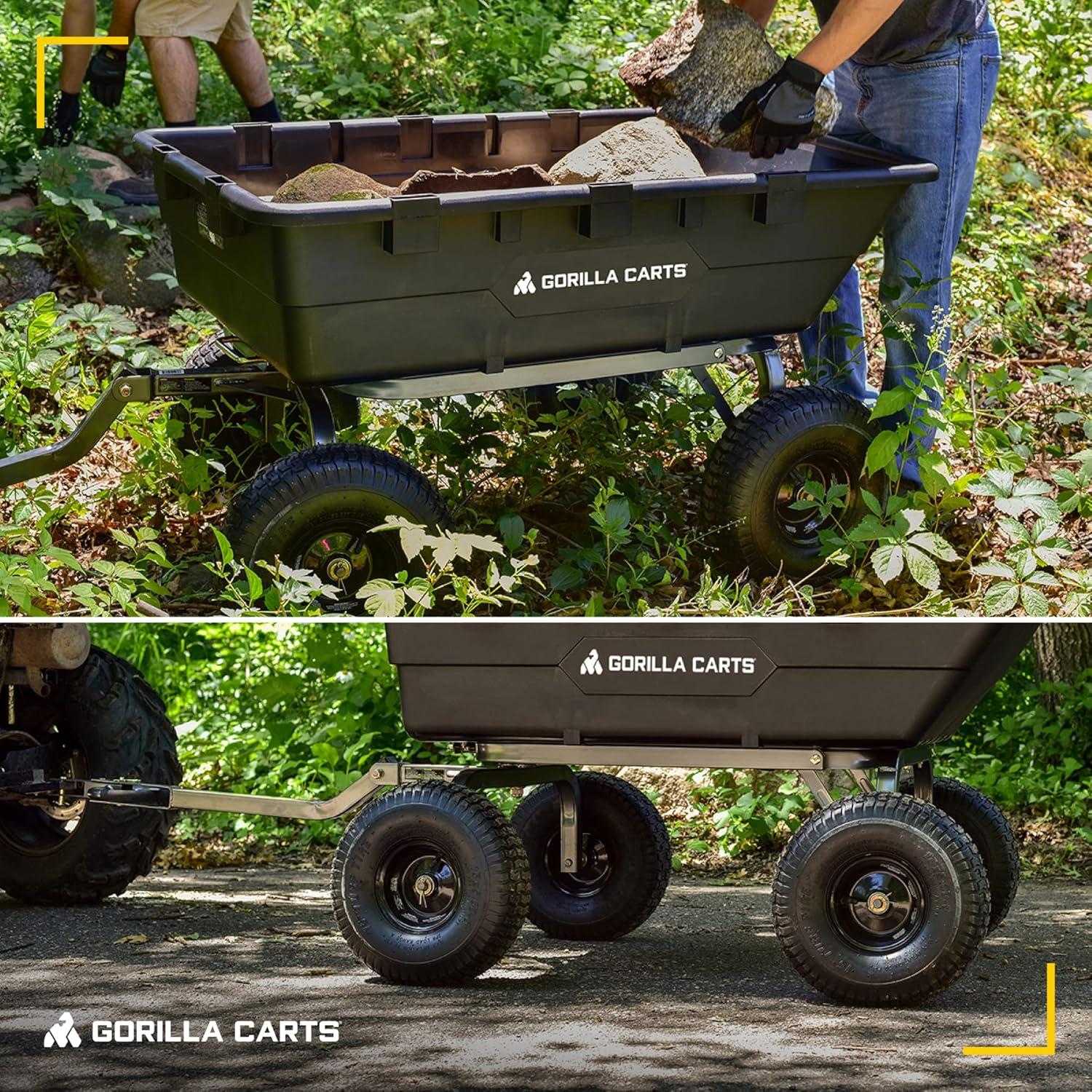 imageGorilla Carts Heavy Duty Poly Yard Dump Garden Utility Cart Black10 Cubic Foot1500 Lbs Black