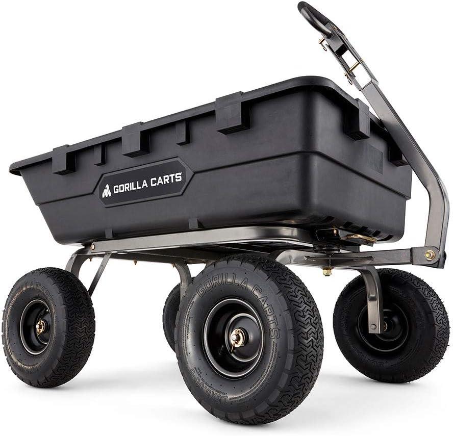 imageGorilla Carts Heavy Duty Poly Yard Dump Garden Utility Cart Black10 Cubic Foot1500 Lbs Black