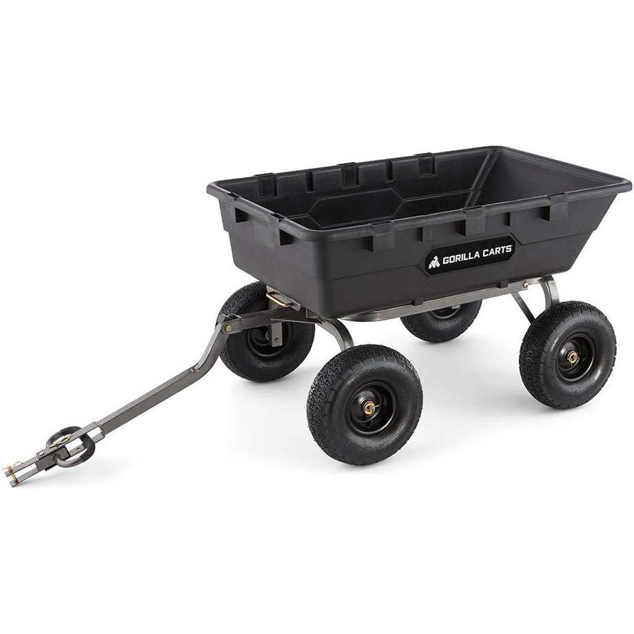 imageGorilla Carts Heavy Duty Poly Yard Dump Garden Utility Cart Black10 Cubic Foot1500 Lbs Black